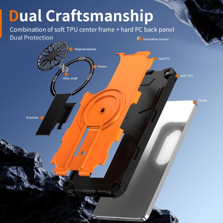 Funda MagSafe para Samsung Galaxy S25 Edge 5G con soporte metálico y protección contra golpes (naranja)