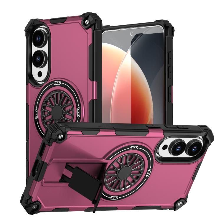 Funda MagSafe para Samsung Galaxy S25 Edge 5G con soporte metálico, a prueba de golpes y función atril (morado)