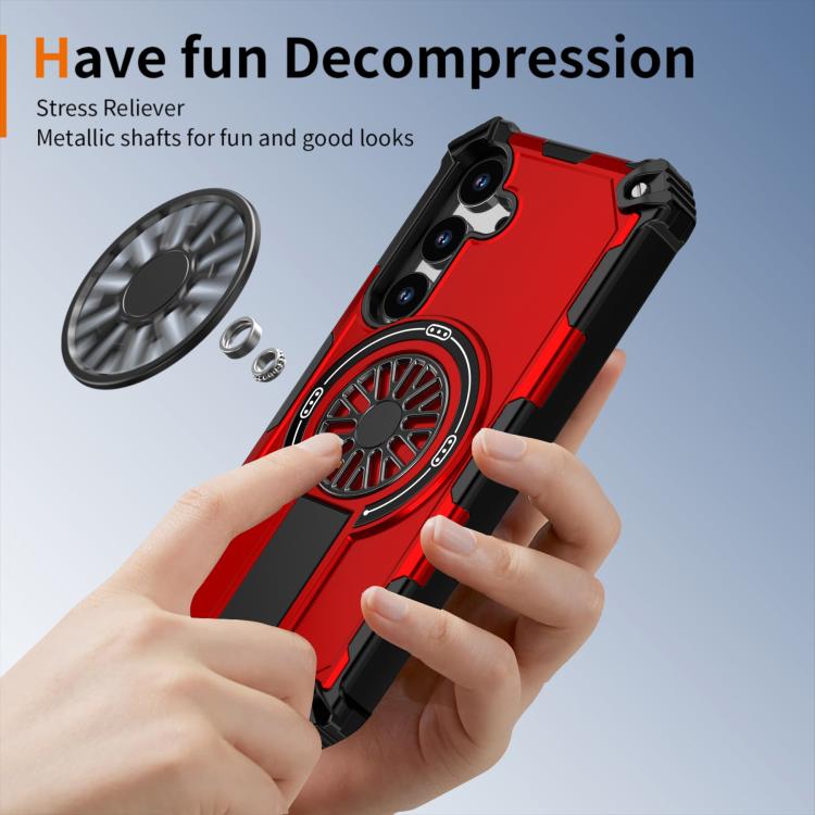 Funda MagSafe para Samsung Galaxy S24 5G con soporte metálico y a prueba de golpes (roja)