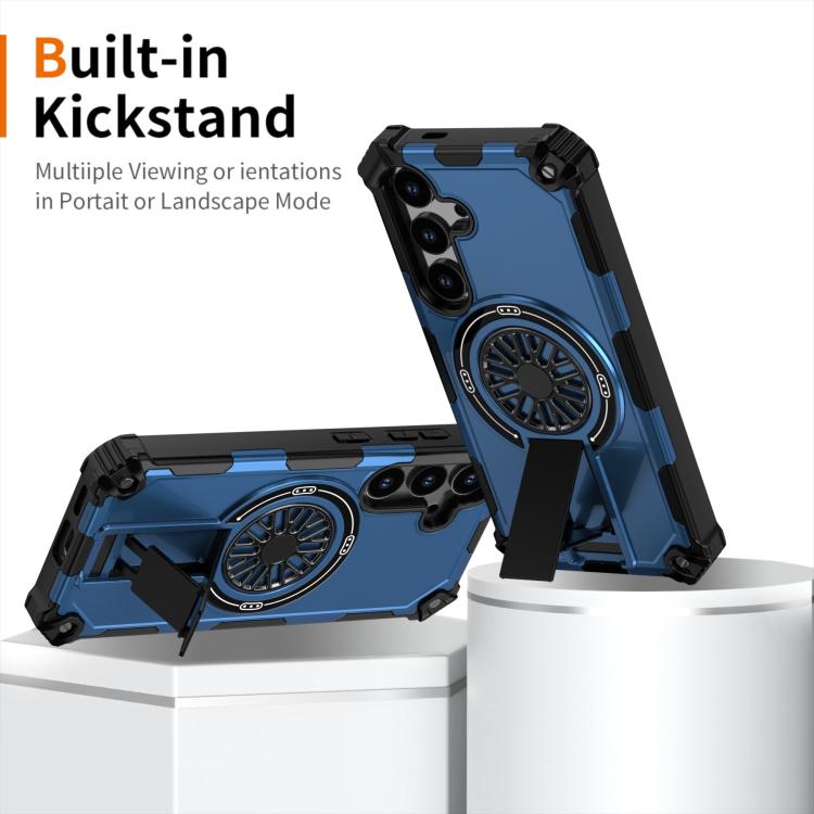 Funda MagSafe para Samsung Galaxy S24 5G con soporte metálico y a prueba de golpes (azul)