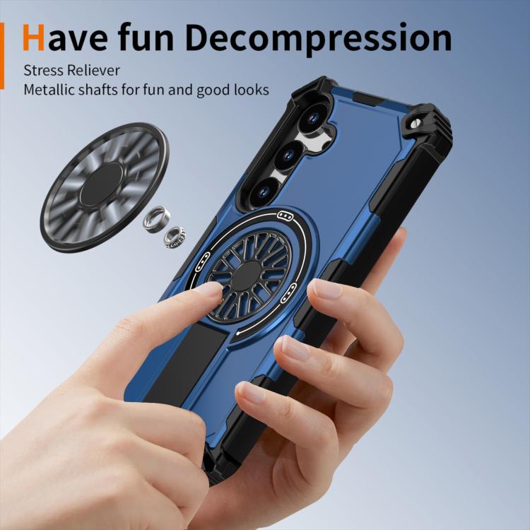 Funda MagSafe para Samsung Galaxy S24 5G con soporte metálico y a prueba de golpes (azul)