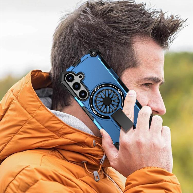 Funda MagSafe para Samsung Galaxy S24 5G con soporte metálico y a prueba de golpes (azul)