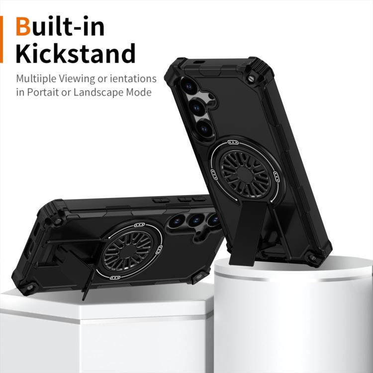 Funda MagSafe para Samsung Galaxy S24 5G con soporte metálico y protección contra golpes (negro)