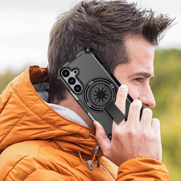 Funda MagSafe para Samsung Galaxy S24 5G con soporte metálico y protección contra golpes (negro)
