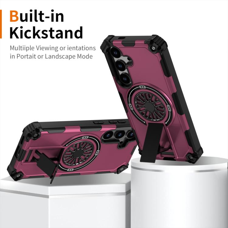 Funda MagSafe para Samsung Galaxy S24 5G con soporte metálico, a prueba de golpes y eje (morado)