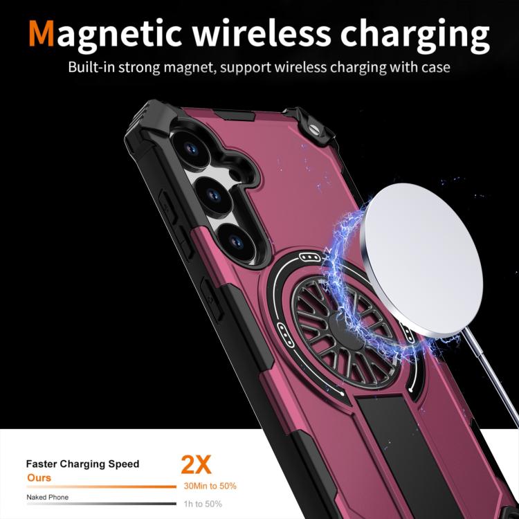 Funda MagSafe para Samsung Galaxy S24 5G con soporte metálico, a prueba de golpes y eje (morado)