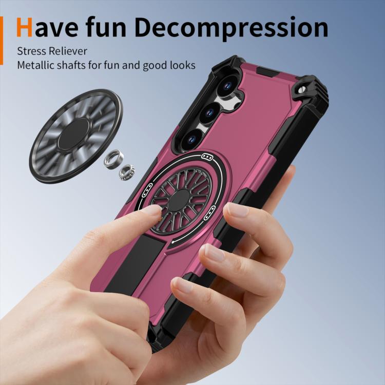 Funda MagSafe para Samsung Galaxy S24 5G con soporte metálico, a prueba de golpes y eje (morado)