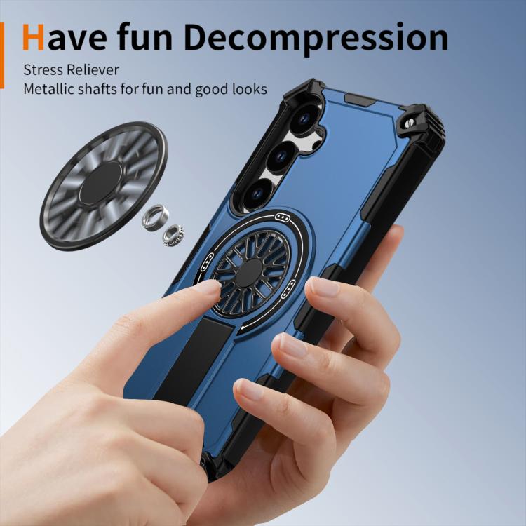 Funda MagSafe para Samsung Galaxy S24+ 5G, a prueba de golpes, con soporte metálico y eje (azul)