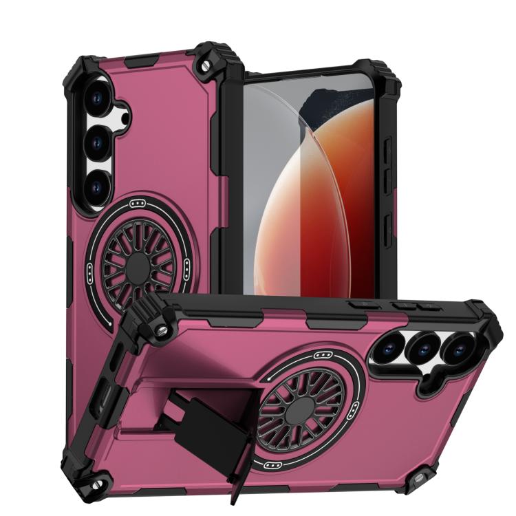 Funda MagSafe para Samsung Galaxy S24+ 5G con soporte metálico, a prueba de golpes y eje (morado)