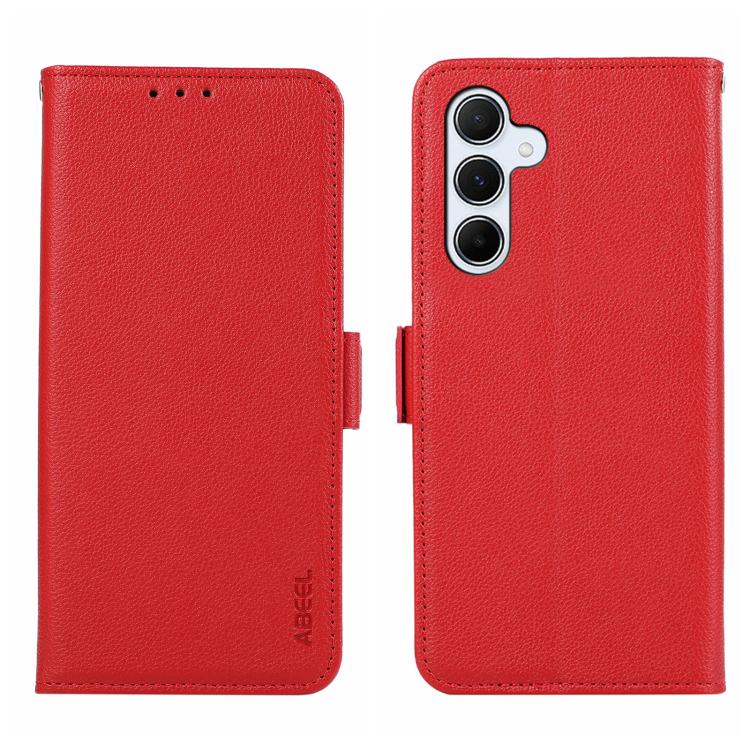 Funda de cuero con patrón de lichi y cierre magnético lateral para Samsung Galaxy A17 5G (roja)