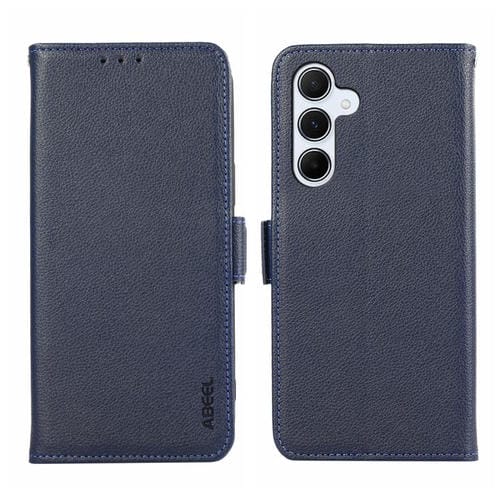 Funda de cuero con patrón de lichi y cierre magnético lateral para Samsung Galaxy A17 5G (azul)