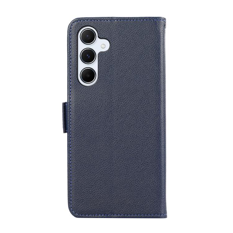 Funda de cuero con patrón de lichi y cierre magnético lateral para Samsung Galaxy A17 5G (azul)