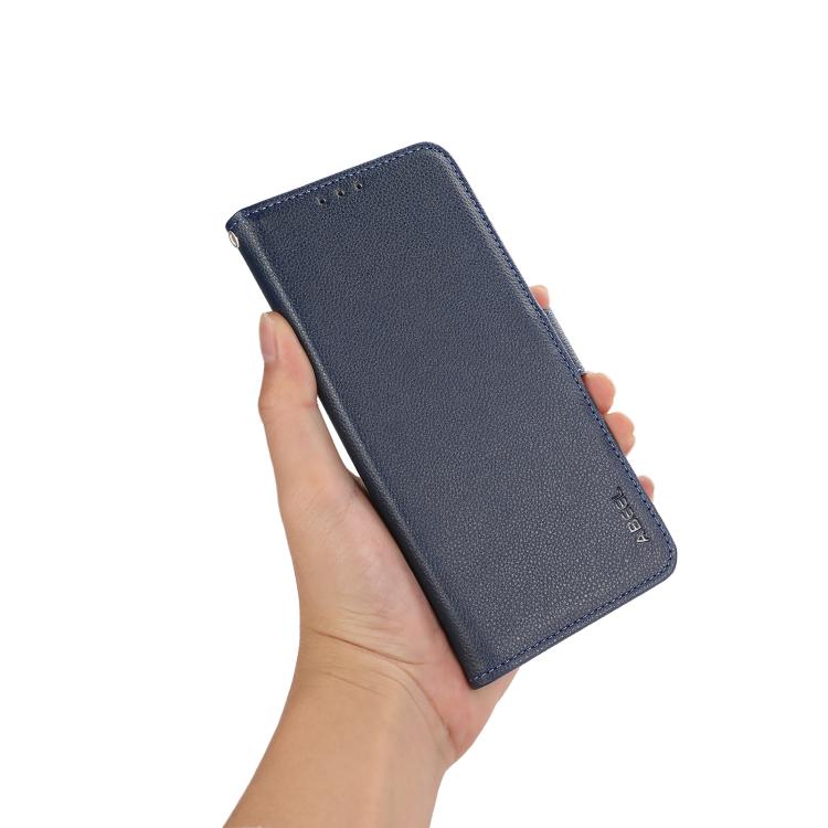 Funda de cuero con patrón de lichi y cierre magnético lateral para Samsung Galaxy A17 5G (azul)