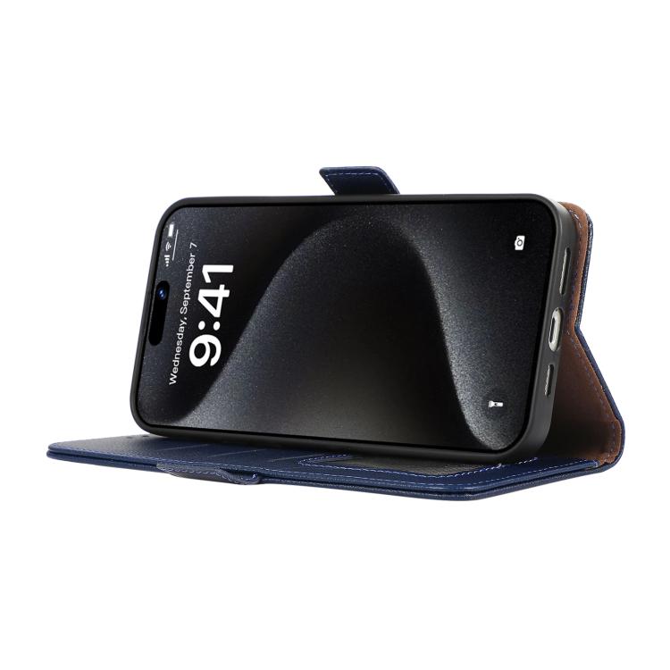 Funda de cuero con patrón de lichi y cierre magnético lateral para Samsung Galaxy A17 5G (azul)