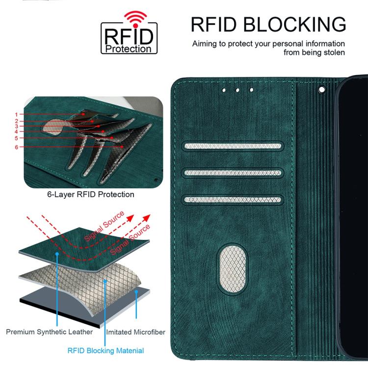 Funda de cuero con costuras de color y bloqueo RFID para Samsung Galaxy F06 5G (verde)