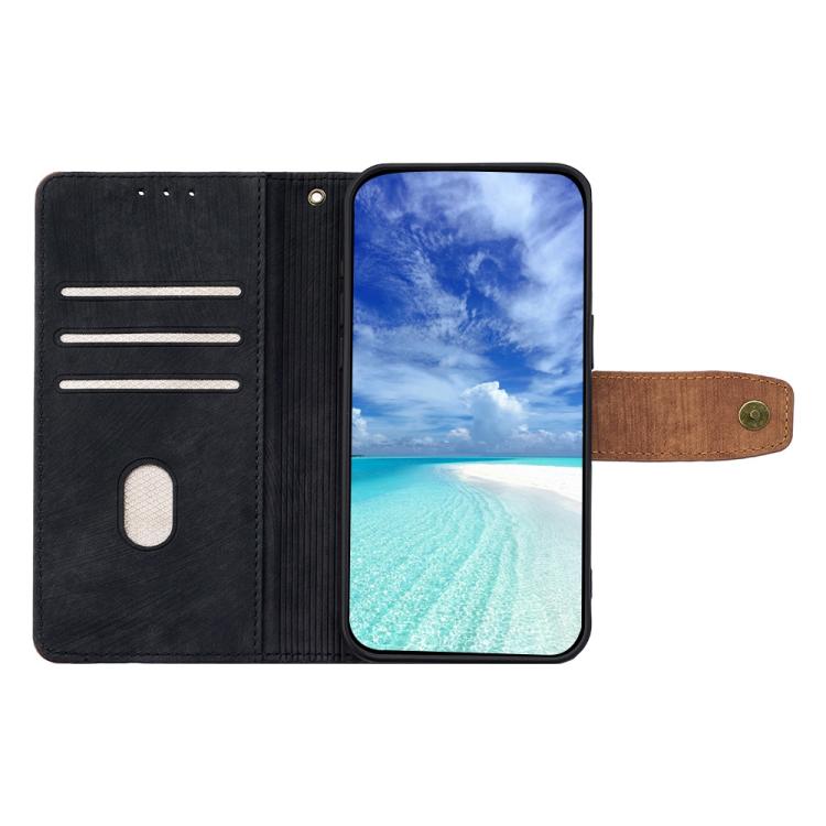 Funda de cuero con costuras de color y bloqueo RFID para Samsung Galaxy S25+ 5G (negra)