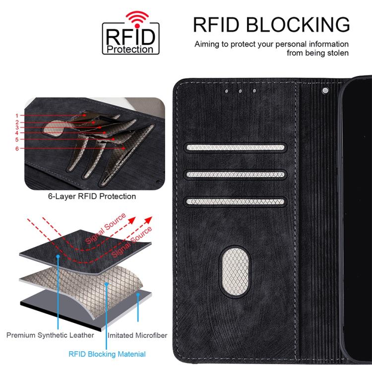 Funda de cuero con costuras de color y bloqueo RFID para Samsung Galaxy S25 Ultra 5G (negra)