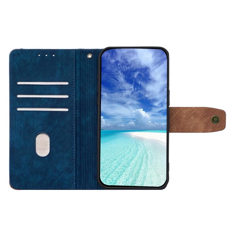 Funda de cuero con costuras de color y bloqueo RFID para Samsung Galaxy S25 Ultra 5G (azul)