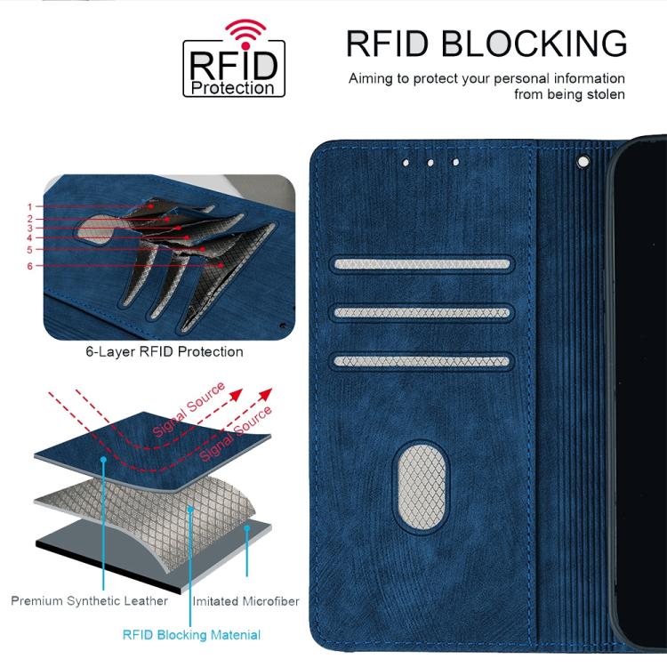 Funda de cuero con costuras de color y bloqueo RFID para Samsung Galaxy S25 Ultra 5G (azul)