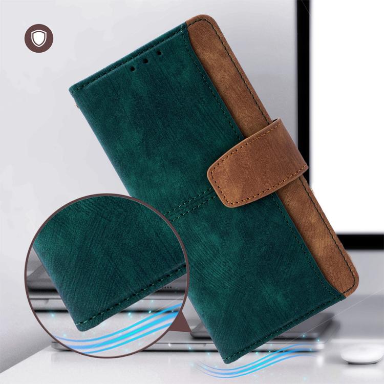Funda de cuero con costuras de color y bloqueo RFID para Samsung Galaxy S25 Ultra 5G (verde)