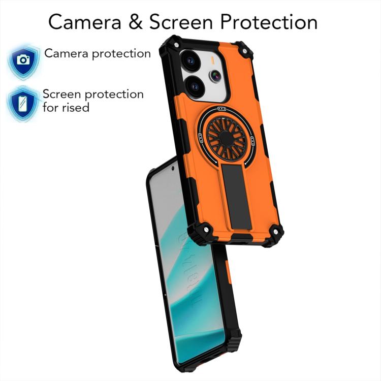 Funda para Redmi Note 14 4G de 163,25 mm con soporte metálico y eje MagSafe (naranja)