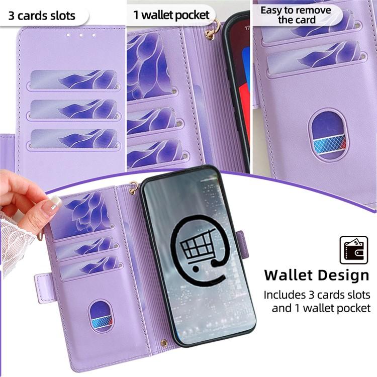 Funda de cuero con cadena cruzada para Redmi A5 4G (171,7 mm) (morado)