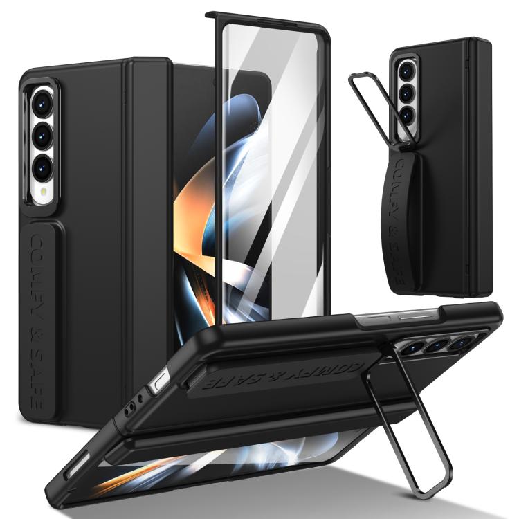 Funda para teléfono con soporte y correa para Samsung Galaxy Z Fold4 (negro)