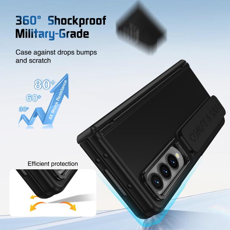 Funda para teléfono con soporte y correa para Samsung Galaxy Z Fold4 (negro)