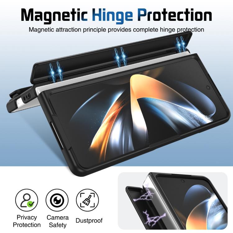 Funda para teléfono con soporte y correa para Samsung Galaxy Z Fold4 (negro)