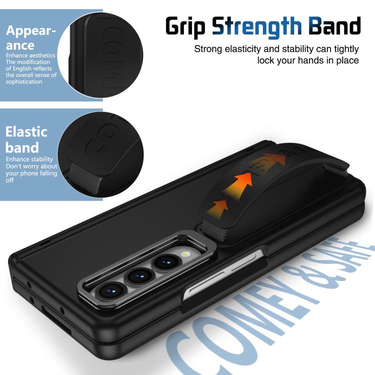 Funda para teléfono con soporte y correa para Samsung Galaxy Z Fold4 (negro)