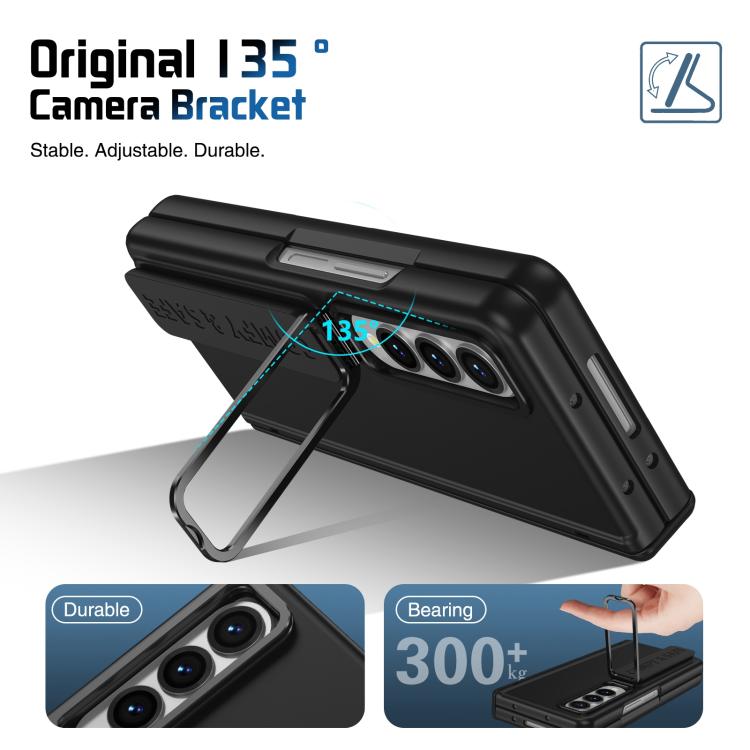 Funda para teléfono con soporte y correa para Samsung Galaxy Z Fold4 (negro)