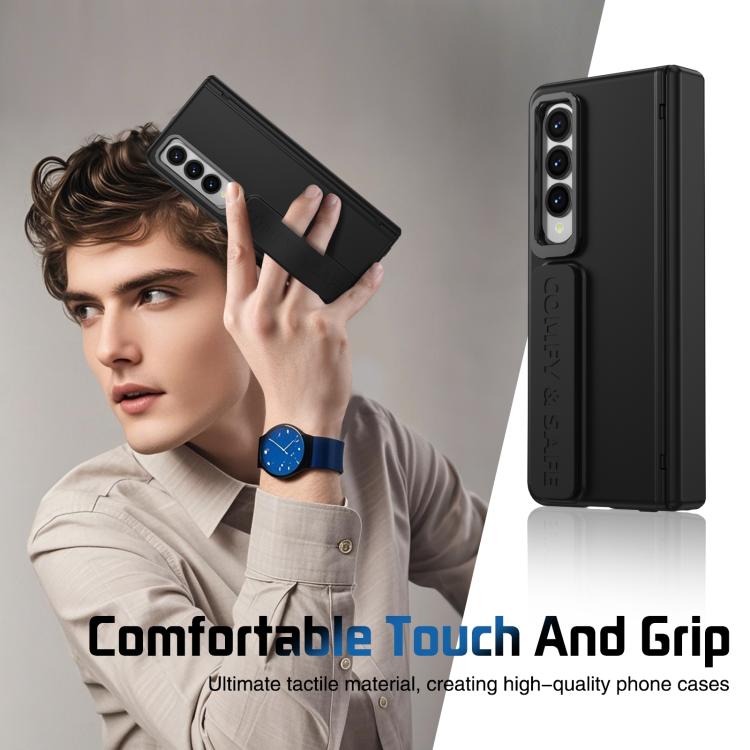 Funda para teléfono con soporte y correa para Samsung Galaxy Z Fold4 (negro)