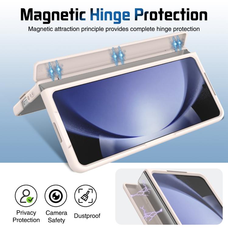 Funda para teléfono con soporte para lente integrada y correa para Samsung Galaxy Z Fold5 (albaricoque)