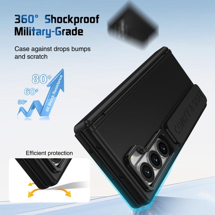 Funda para teléfono con soporte y correa para Samsung Galaxy Z Fold6 (negro)