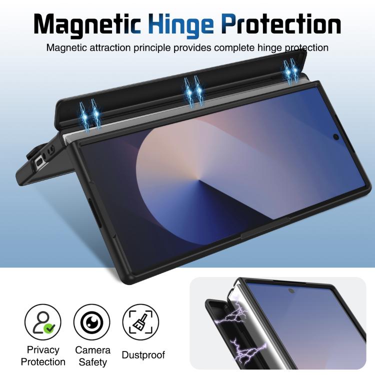 Funda para teléfono con soporte y correa para Samsung Galaxy Z Fold6 (negro)