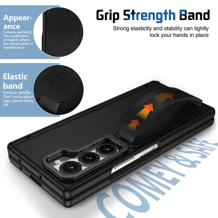 Funda para teléfono con soporte y correa para Samsung Galaxy Z Fold6 (negro)
