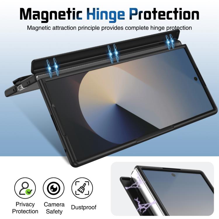 Funda para teléfono con soporte para lente integrada y correa para Samsung Galaxy Z Fold7 (negro)