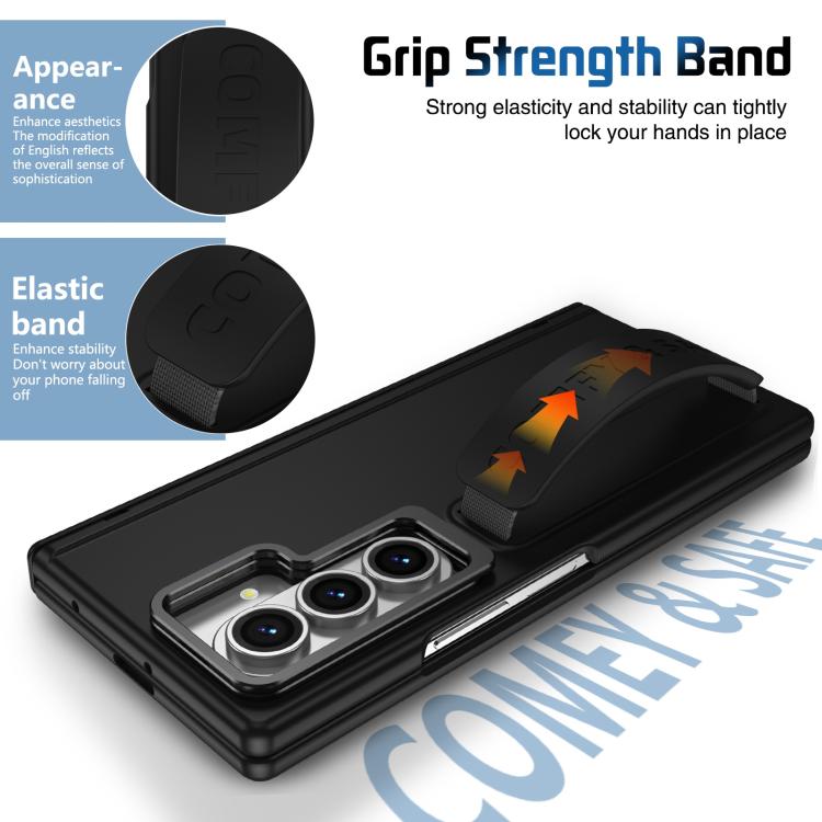Funda para teléfono con soporte para lente integrada y correa para Samsung Galaxy Z Fold7 (negro)