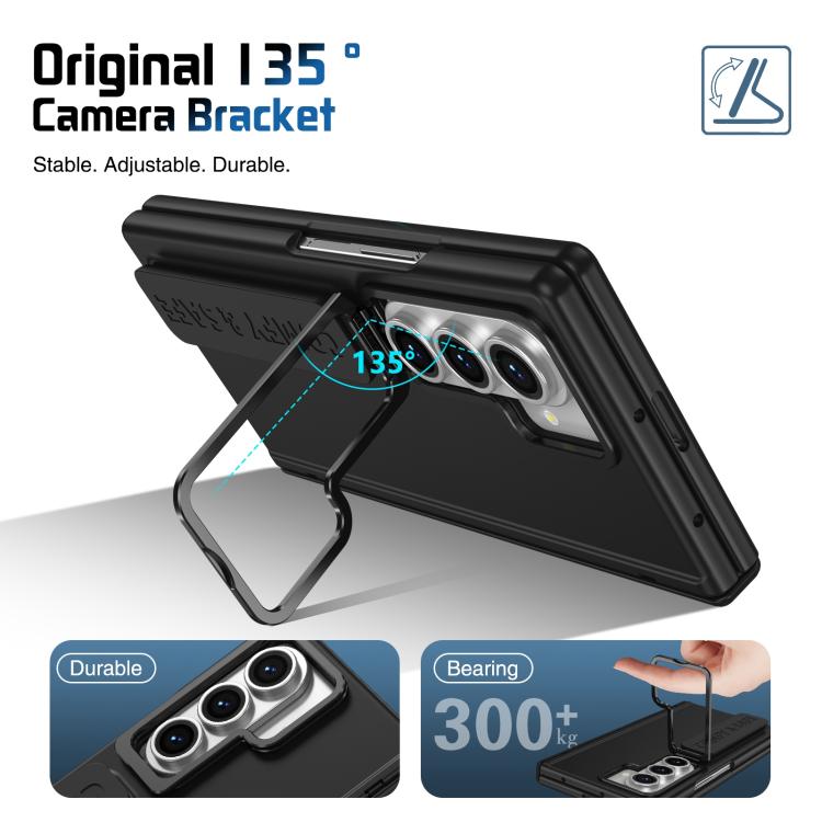 Funda para teléfono con soporte para lente integrada y correa para Samsung Galaxy Z Fold7 (negro)