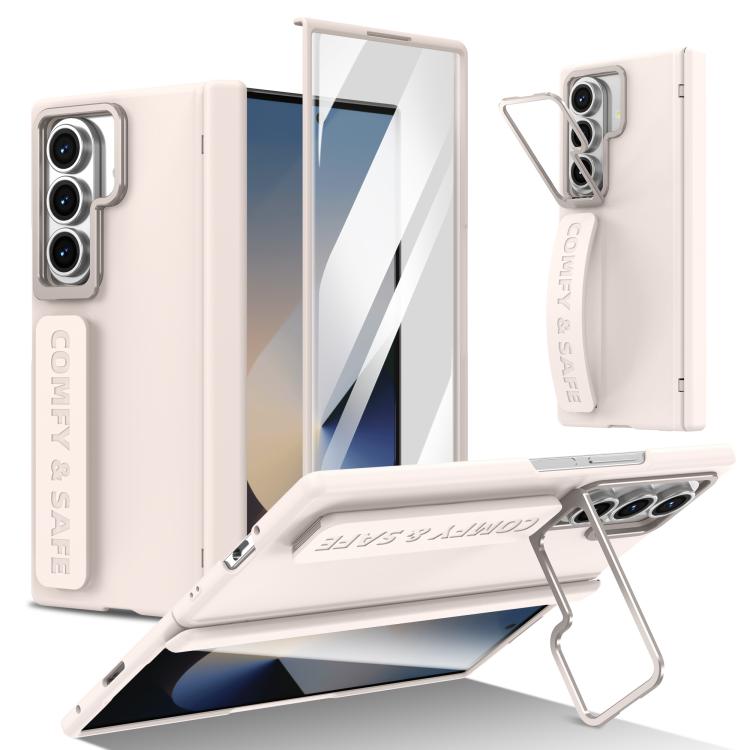Funda para teléfono con soporte para lente integrada y correa para Samsung Galaxy Z Fold7 (albaricoque)