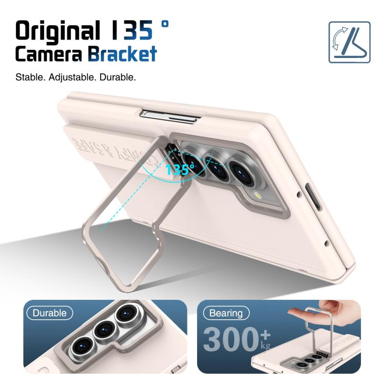 Funda para teléfono con soporte para lente integrada y correa para Samsung Galaxy Z Fold7 (albaricoque)