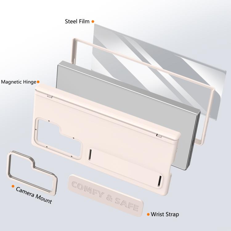 Funda para teléfono con soporte para lente integrada y correa para Samsung Galaxy Z Fold7 (albaricoque)