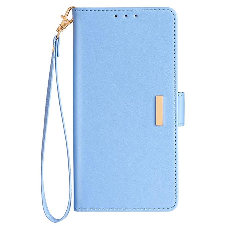 Funda de cuero con cadena cruzada para Samsung Galaxy S25 5G (azul)