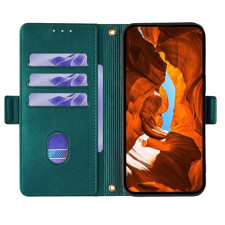Funda de cuero con cadena cruzada para Samsung Galaxy S25 5G (verde)