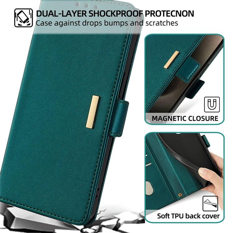 Funda de cuero con cadena cruzada para Samsung Galaxy S25 5G (verde)
