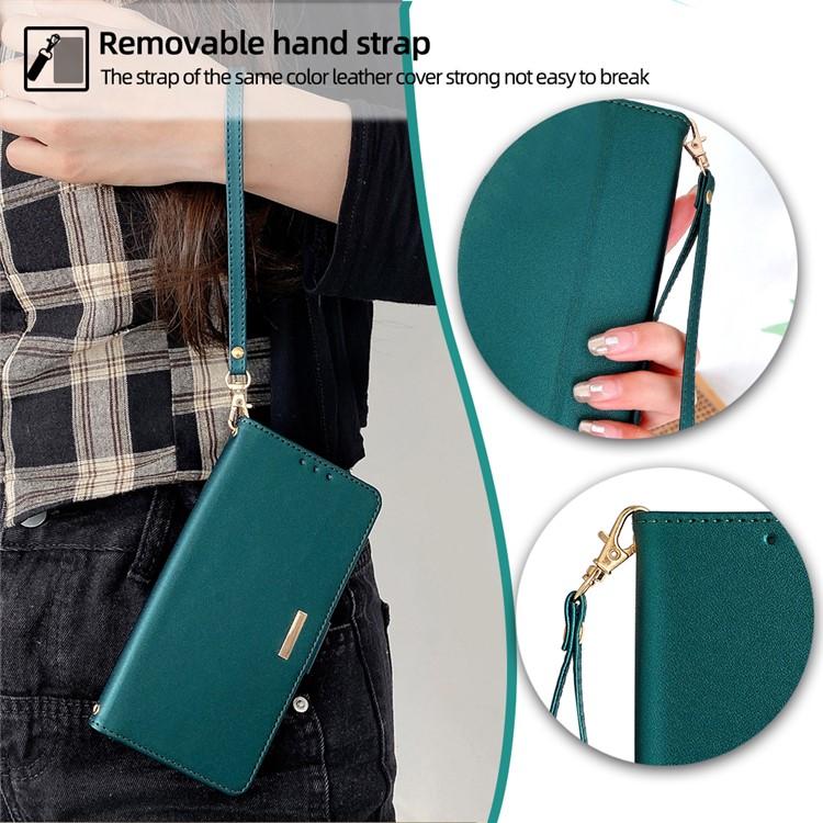 Funda de cuero con cadena cruzada para Samsung Galaxy S25 5G (verde)