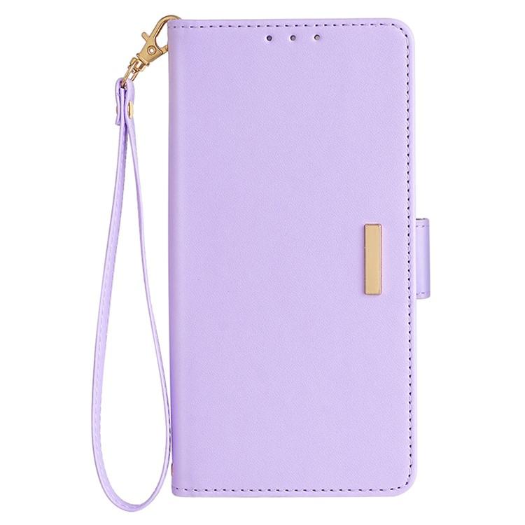 Funda de cuero con cadena cruzada para Samsung Galaxy S25+ 5G (morada)