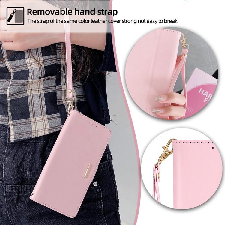 Funda de cuero con cadena cruzada para Samsung Galaxy S25 Ultra 5G (rosa)