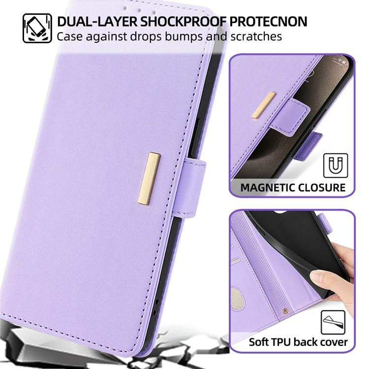 Funda de cuero con cadena cruzada para Samsung Galaxy S25 Ultra 5G (morado)