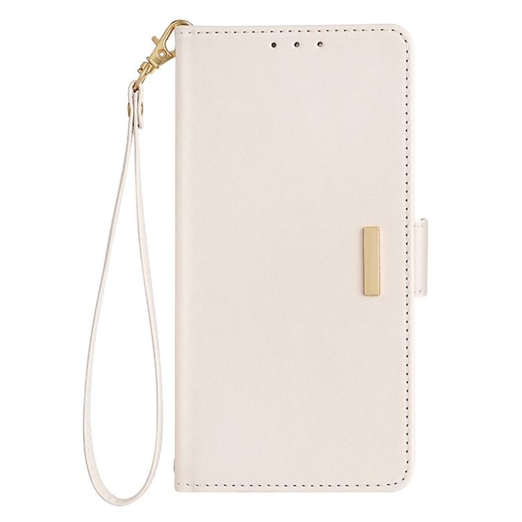 Funda de cuero con cadena cruzada para Samsung Galaxy S25 Ultra 5G (blanca)